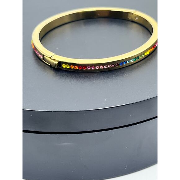 Kate Spade New York Women's Gold Plated Metal Ring It Up Pave Bangle Bracelet - Picture 4 of 10